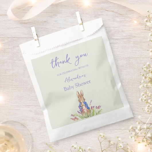Aangepaste Peter het konijn Baby shower Dank U Bedankzakje (Geknipt)