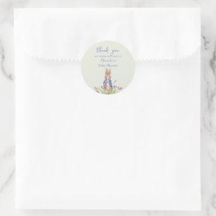 Aangepaste Peter het konijn Baby shower Dank U Ronde Sticker