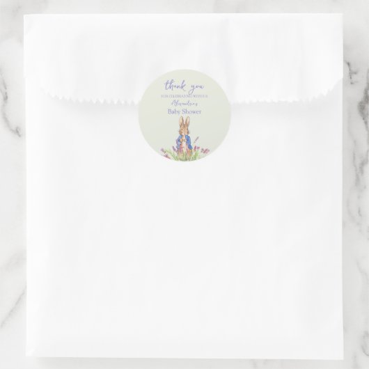 Aangepaste Peter het konijn Baby shower Dank U Ronde Sticker (Tas)
