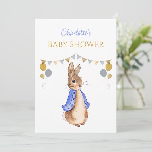 Aangepaste Peter het konijn Baby shower Kaart (Staand voorkant)