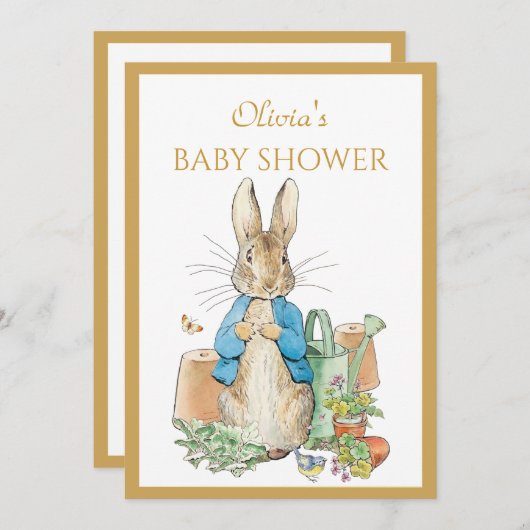 Aangepaste Peter het konijn Baby shower Kaart (Voorkant / Achterkant)