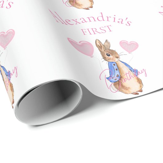 Aangepaste Peter het konijn Eerste Verjaardag Cadeaupapier (Rol Hoek)