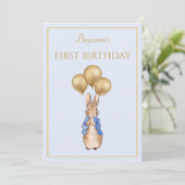 Aangepaste Peter het Konijn Eerste Verjaardag Uitn Kaart (Staand voorkant)