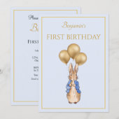 Aangepaste Peter het Konijn Eerste Verjaardag Uitn Kaart (Voorkant / Achterkant)