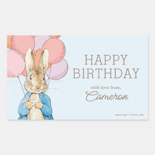 Aangepaste Peter Konijn Blauwe Verjaardag Rechthoekige Sticker (Voorkant)