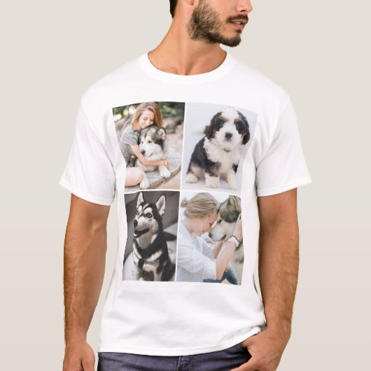 Aangepaste petfoto x4 t-shirt (Voorkant)