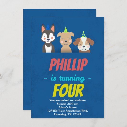 Aangepaste Petten voor honden Uitnodiging tot het (Voorkant / Achterkant)