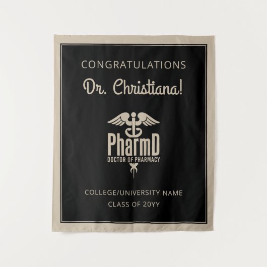 Aangepaste PharmD Doctor of Pharmacy Afstudeerfees Wandkleed (Voorkant)