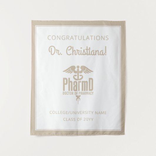 Aangepaste PharmD Doctor of Pharmacy Afstudeerfees Wandkleed (Voorkant)