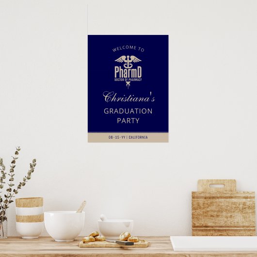 Aangepaste PharmD Graduation Party Welkomstbord Poster (Keuken)