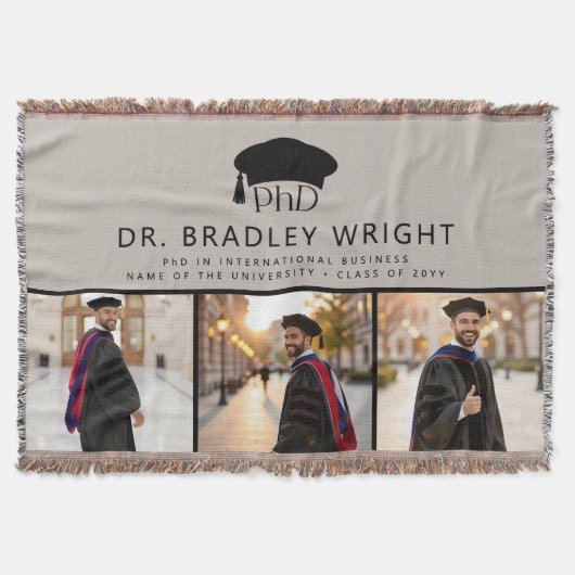 Aangepaste PhD Doctoraat Afstudeerhoed Doctoraats Deken (Voorkant)