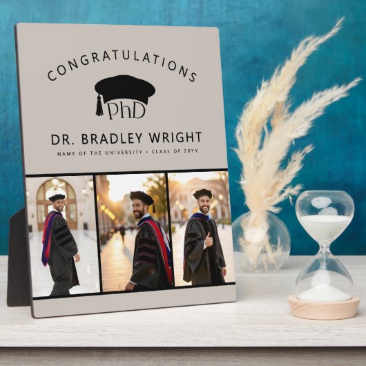 Aangepaste PhD Doctoraat Afstudeerhoed Doctoraats  Fotoplaat (Zijkant)