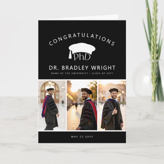 Aangepaste PhD Doctoraat Afstudeerhoed Doctoraats  Kaart (Voorkant)