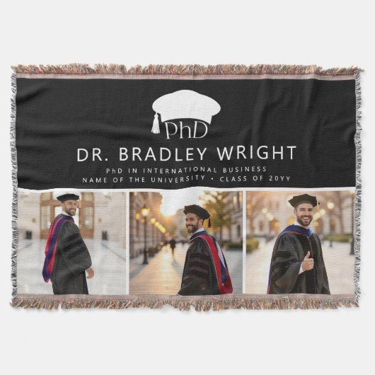 Aangepaste PhD Doctoraat Hoed Doctoraat Afstuderen Deken (Voorkant)