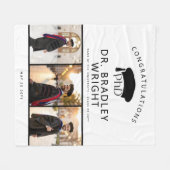 Aangepaste PhD Doctoraat Hoed Doctoraat Afstuderen Fleece Deken (Voorkant (Horizontaal))