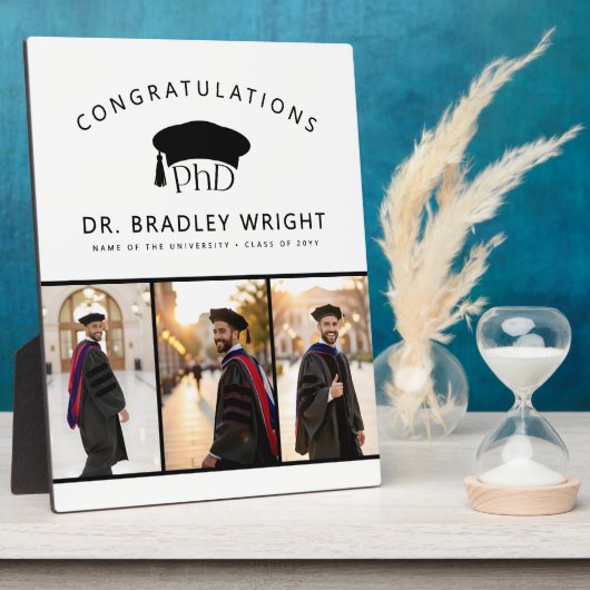 Aangepaste PhD Doctoraat Hoed Doctoraat Afstuderen Fotoplaat (Zijkant)