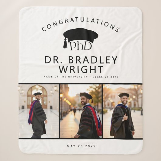Aangepaste PhD Doctoraat Hoed Doctoraat Afstuderen Sherpa Deken (Voorkant)