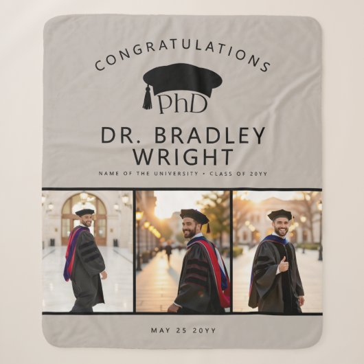 Aangepaste PhD Doctoraat Hoed Doctoraat Afstuderen Sherpa Deken (Voorkant)
