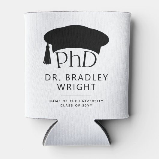 Aangepaste PhD Doctoraat Hoed Doctoraat Diploma Af Blikjeskoeler (Voorkant)