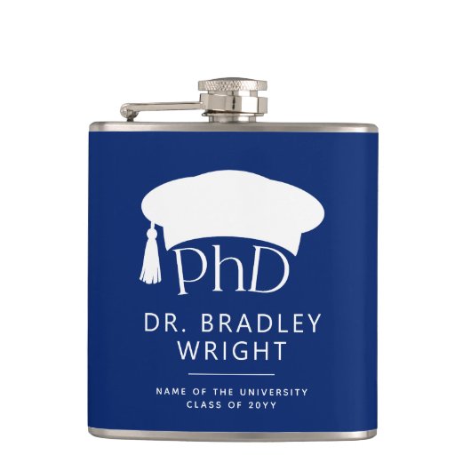 Aangepaste PhD Doctoraat Hoed Doctoraat Diploma Af Heupfles (Voorkant)