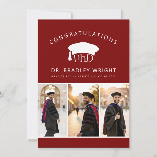 Aangepaste PhD Doctoraat Hoed Doctoraat Diploma Af Kaart (Voorkant)