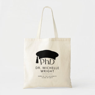 Aangepaste PhD Doctoraat Hoed Doctoraat Diploma Af Tote Bag