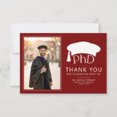 Aangepaste PhD Doctorshoed Doctoraat Afstuderen Bedankkaart (Voorkant)