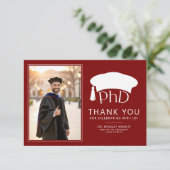 Aangepaste PhD Doctorshoed Doctoraat Afstuderen Bedankkaart (Staand voorkant)