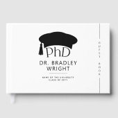 Aangepaste PhD Doctorshoed Doctoraat Afstuderen Gastenboek (Voorkant)