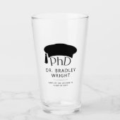 Aangepaste PhD Doctorshoed Doctoraat Afstuderen Glas (Voorkant)