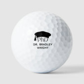 Aangepaste PhD Doctorshoed Doctoraat Afstuderen Golfballen (Voorkant)