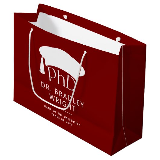 Aangepaste PhD Doctorshoed Doctoraat Afstuderen Groot Cadeauzakje (Voorkant Gekanteld)