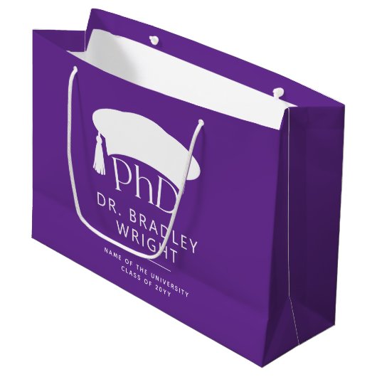 Aangepaste PhD Doctorshoed Doctoraat Afstuderen Groot Cadeauzakje (Voorkant Gekanteld)