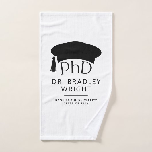 Aangepaste PhD Doctorshoed Doctoraat Afstuderen Handdoek (Handdoek)