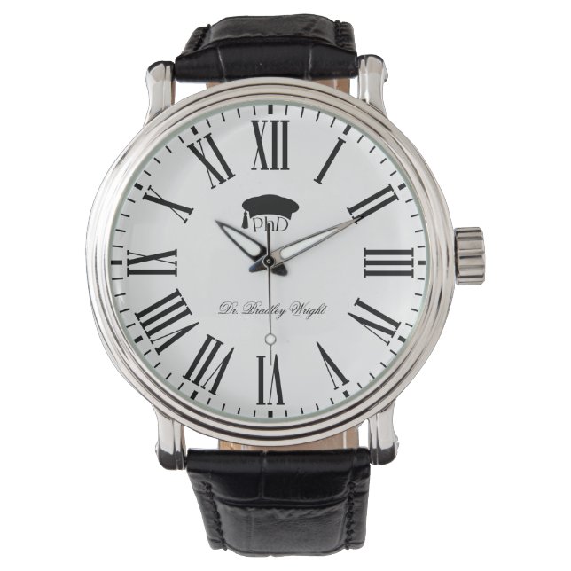Aangepaste PhD Doctorshoed Doctoraat Afstuderen Horloge (Voorkant)