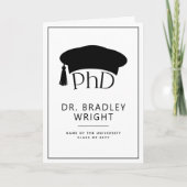 Aangepaste PhD Doctorshoed Doctoraat Afstuderen Kaart (Voorkant)