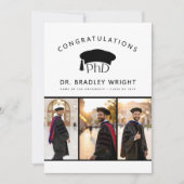 Aangepaste PhD Doctorshoed Doctoraat Afstuderen Kaart (Voorkant)