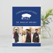 Aangepaste PhD Doctorshoed Doctoraat Afstuderen Kaart (Staand voorkant)