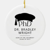 Aangepaste PhD Doctorshoed Doctoraat Afstuderen Keramisch Ornament (Achterkant)
