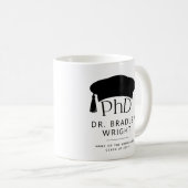 Aangepaste PhD Doctorshoed Doctoraat Afstuderen Koffiemok (Voorkant rechts)