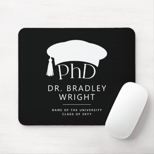Aangepaste PhD Doctorshoed Doctoraat Afstuderen Muismat (Met muis)