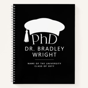 Aangepaste PhD Doctorshoed Doctoraat Afstuderen Notitieboek