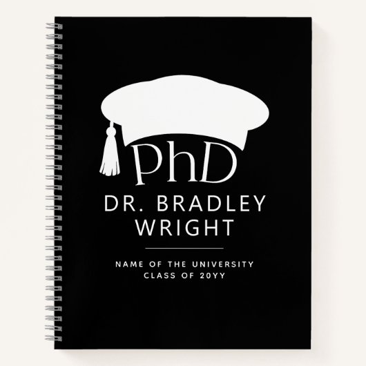 Aangepaste PhD Doctorshoed Doctoraat Afstuderen Notitieboek (Voorkant)
