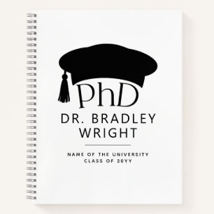 Aangepaste PhD Doctorshoed Doctoraat Afstuderen Notitieboek