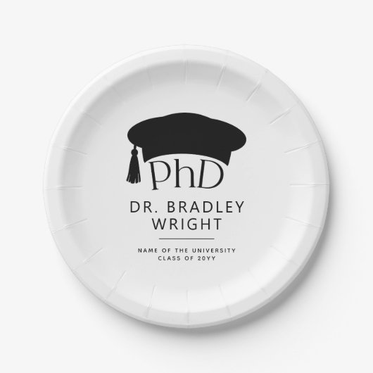Aangepaste PhD Doctorshoed Doctoraat Afstuderen Papieren Bordje (Voorkant)