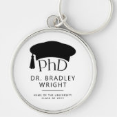 Aangepaste PhD Doctorshoed Doctoraat Afstuderen Sleutelhanger (Voorkant)