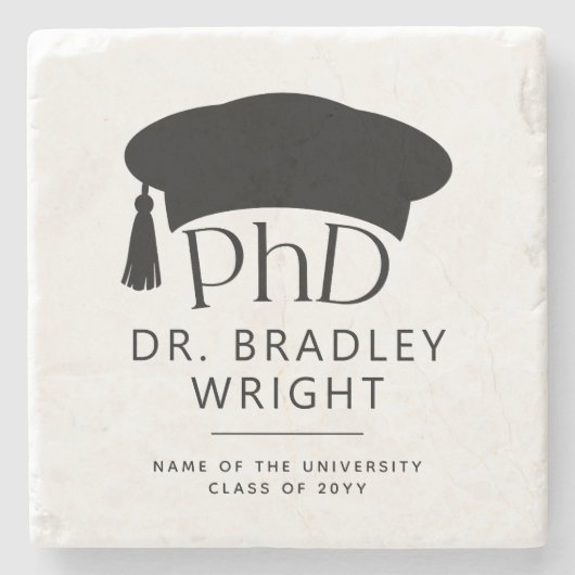 Aangepaste PhD Doctorshoed Doctoraat Afstuderen Stenen Onderzetter (Voorkant)