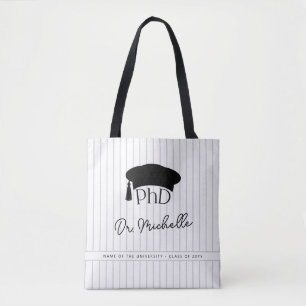 Aangepaste PhD Doctorshoed Doctoraat Afstuderen Tote Bag