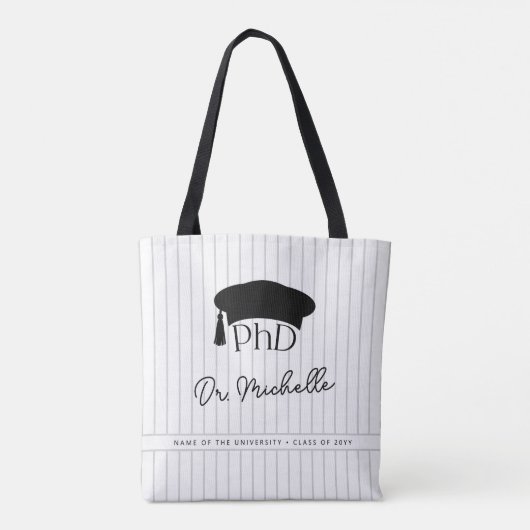 Aangepaste PhD Doctorshoed Doctoraat Afstuderen Tote Bag (Achterkant)