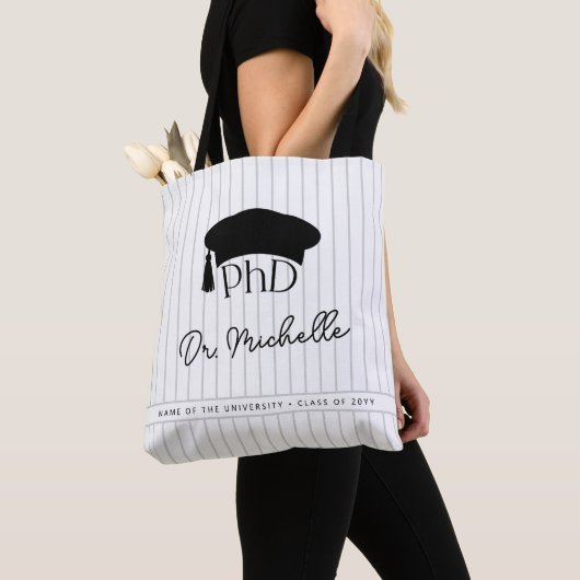 Aangepaste PhD Doctorshoed Doctoraat Afstuderen Tote Bag (Dichtbij)